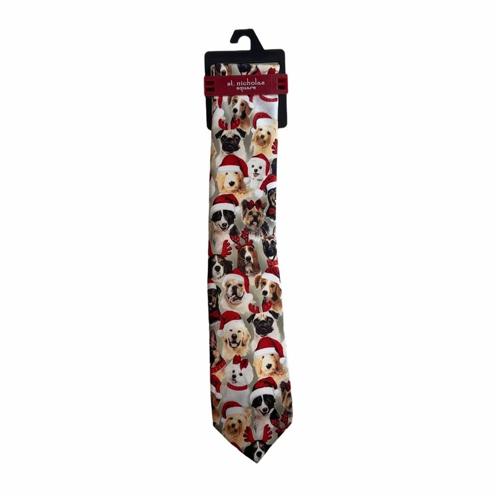 NWT St. Nicholas Square Dogs in Santa Hats Tie